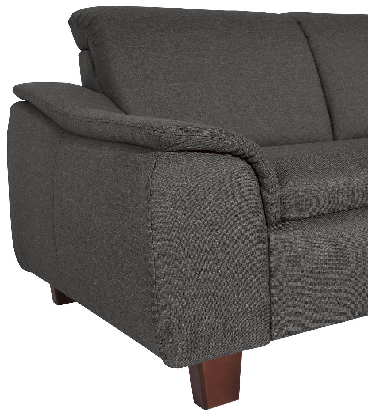 ECKSOFA in Flachgewebe Anthrazit  - Anthrazit/Nussbaumfarben, Design, Holz/Textil (247/187cm) - Max Winzer
