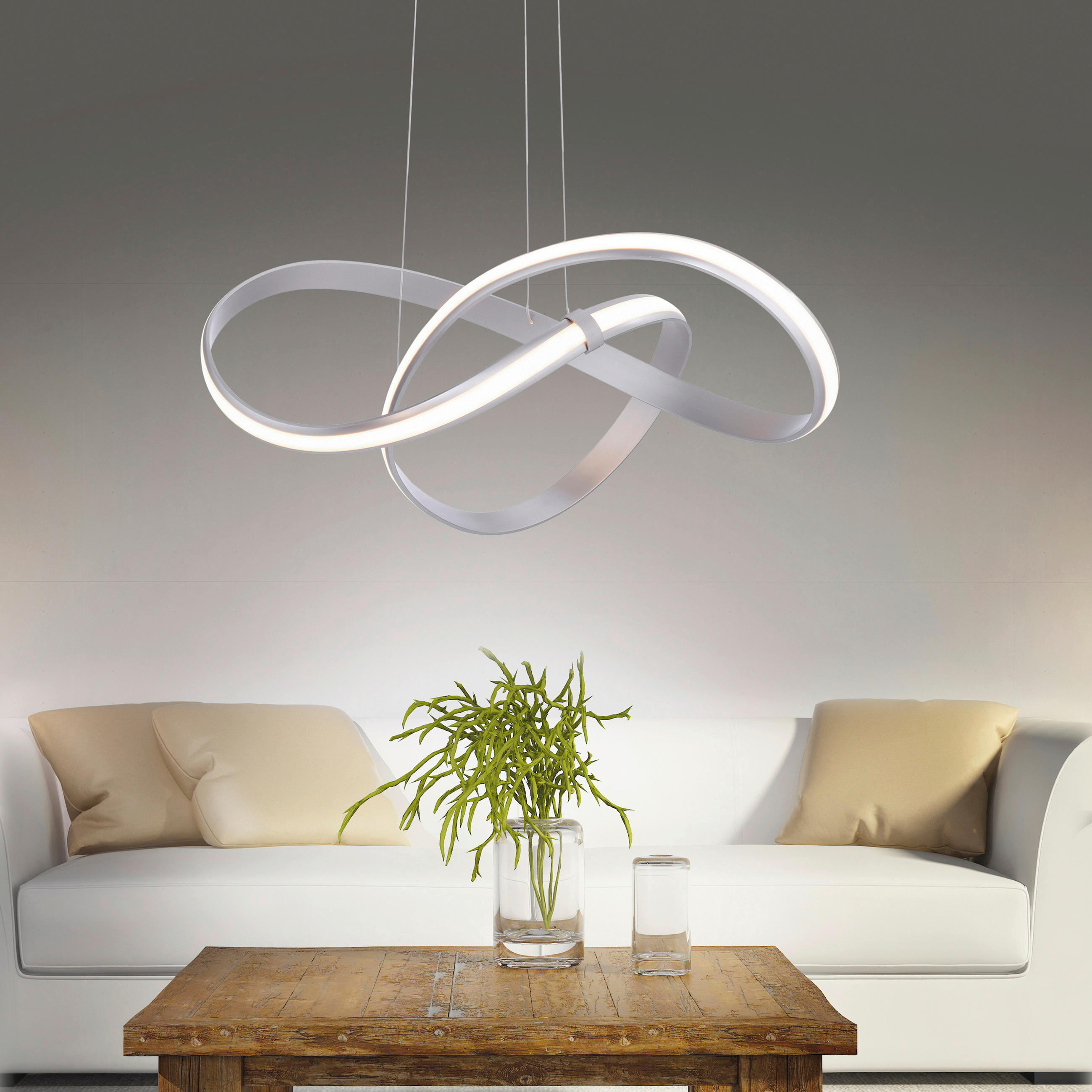 LED-HÄNGELEUCHTE Melinda  - Grau, Design, Kunststoff/Metall (57/57/120cm)