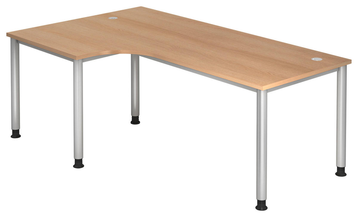 ECKSCHREIBTISCH 200/120/68-76 cm  in Eichefarben  - Eichefarben/Silberfarben, KONVENTIONELL, Holzwerkstoff/Metall (200/120/68-76cm) - Venda