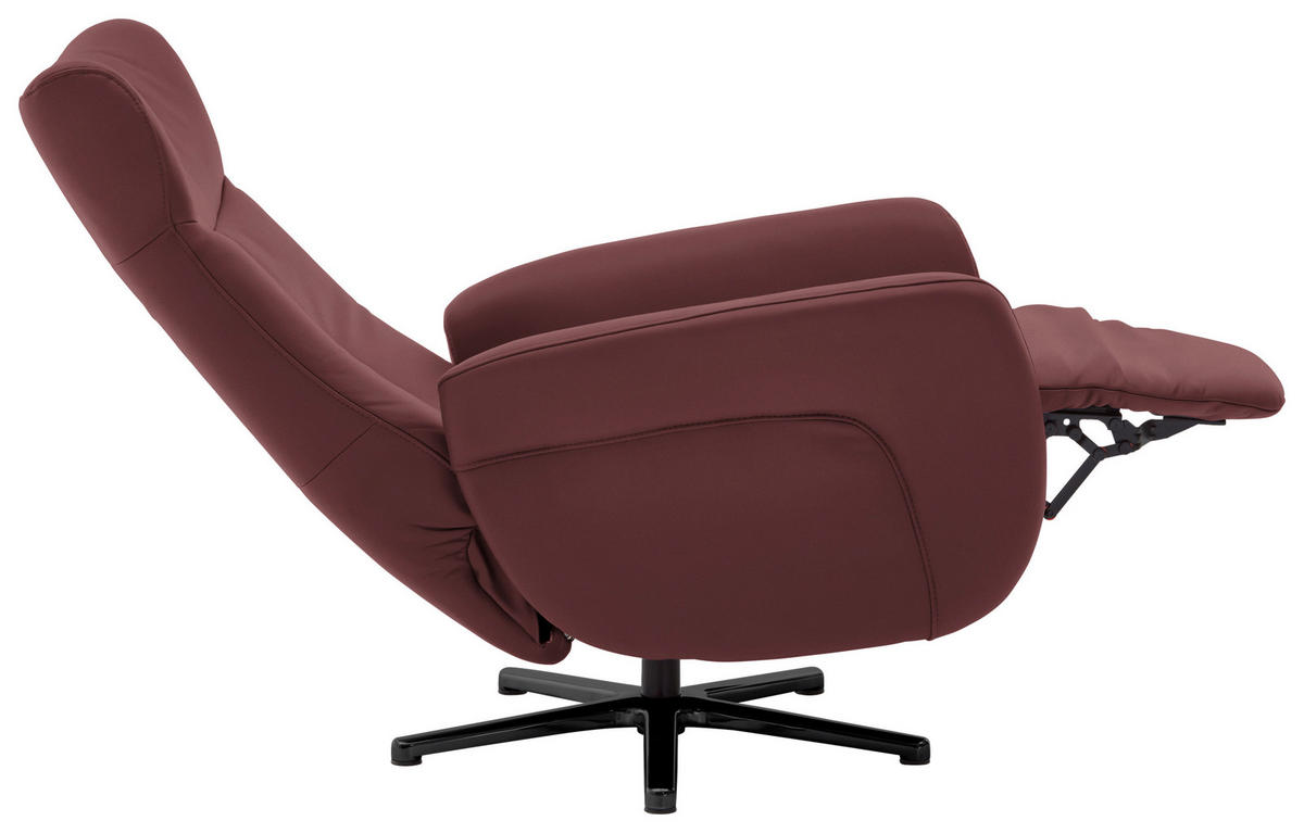 RELAXSESSEL in Leder Beere  - Beere/Schwarz, Design, Leder/Metall (76/112/83cm) - Beldomo Speed