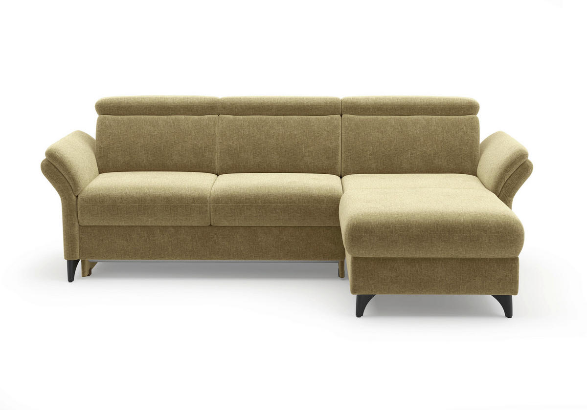 ECKSOFA Flachgewebe Olivgrün  - Schwarz/Olivgrün, Konventionell, Textil/Metall (253/166cm) - Sit & More
