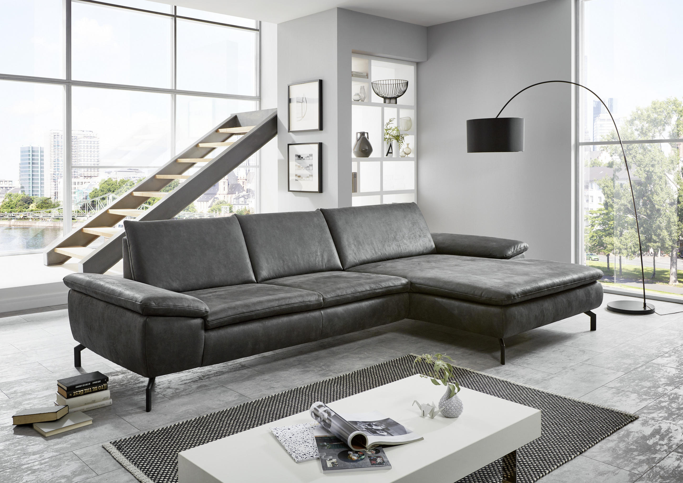 COLȚAR textil antracit  - antracit/negru, Design, metal/textil (341/181cm) - Dieter Knoll