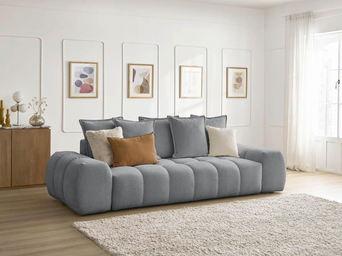 3-SITZER-SOFA EVEREST Flachgewebe Dunkelgrau  - Dunkelgrau/Schwarz, MODERN, Kunststoff/Textil (278/90/115cm)
