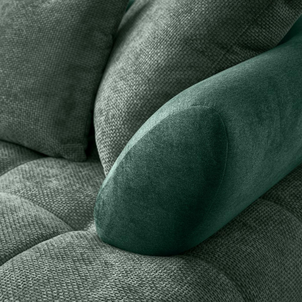 HÖRNSOFFA i chenille mörkgrön  - svart/mörkgrön, Modern, metall/textil (184/262cm) - MID.YOU