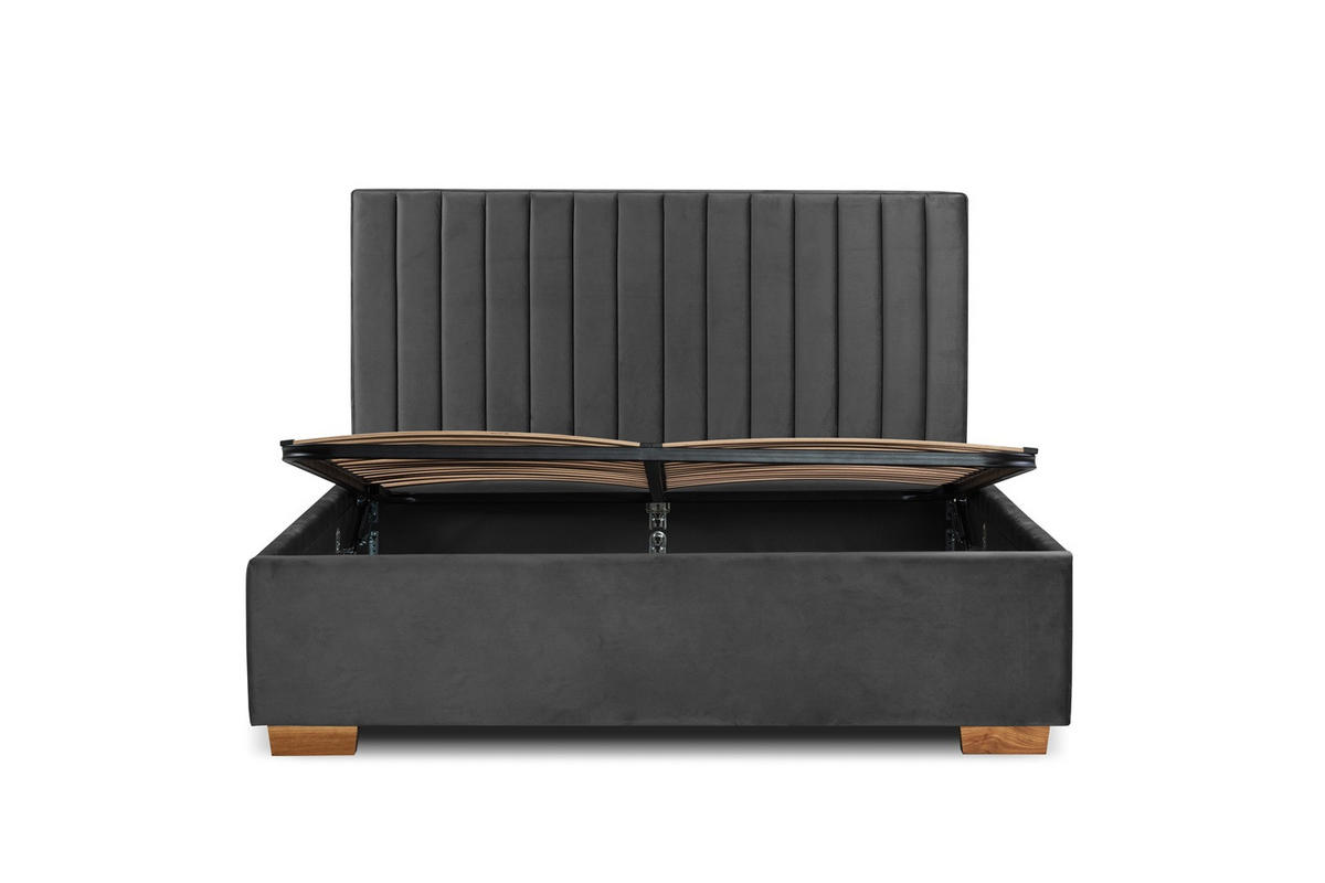 Pat Tapițat, 180/200 cm, antracit - culoare lemn stejar/antracit, Basics, metal/lemn (180/200cm) - Carryhome