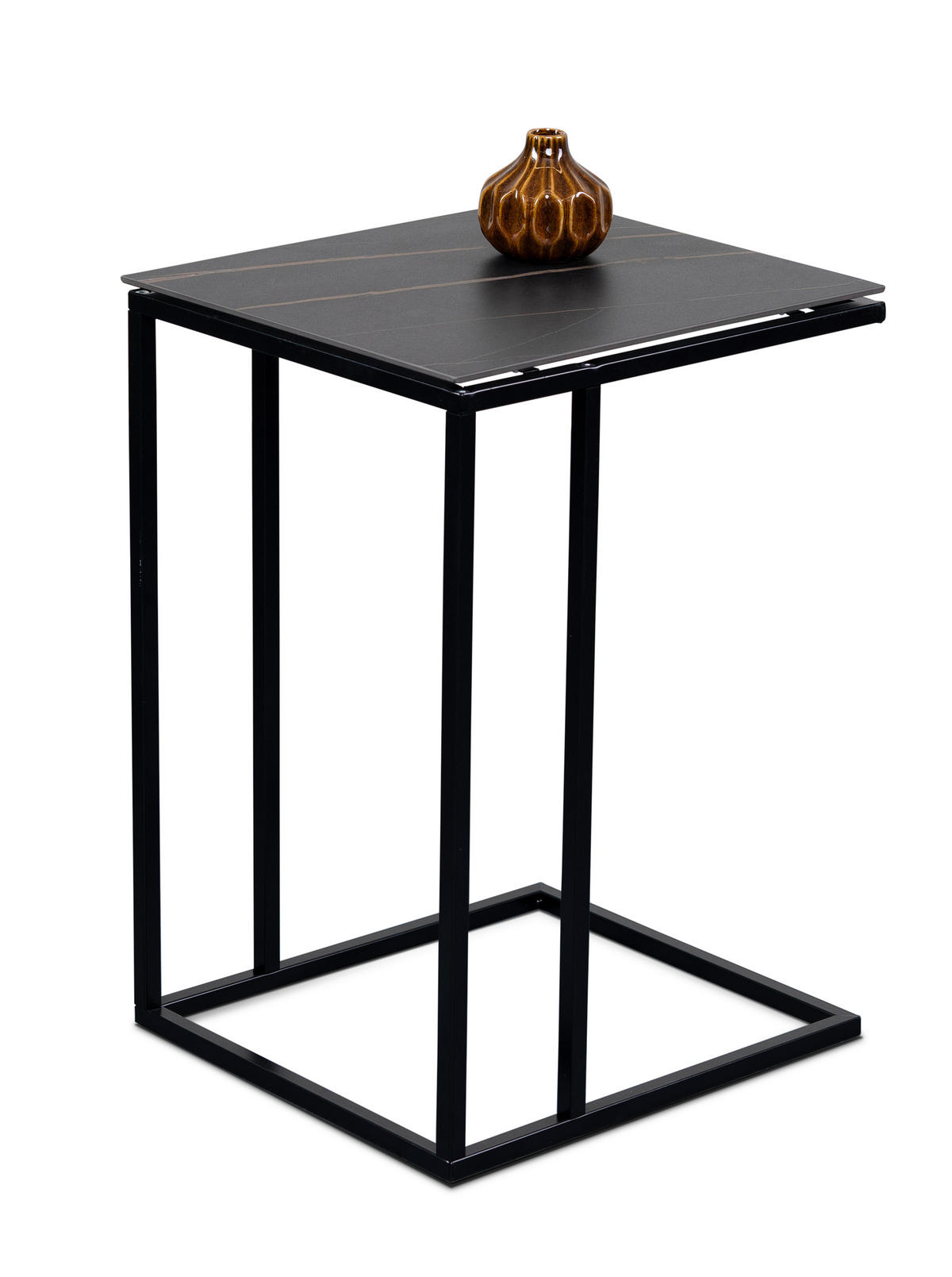 PRÍRUČNÝ STOLÍK, čierna - čierna, Basics, kov/kameň (38/43/62cm)