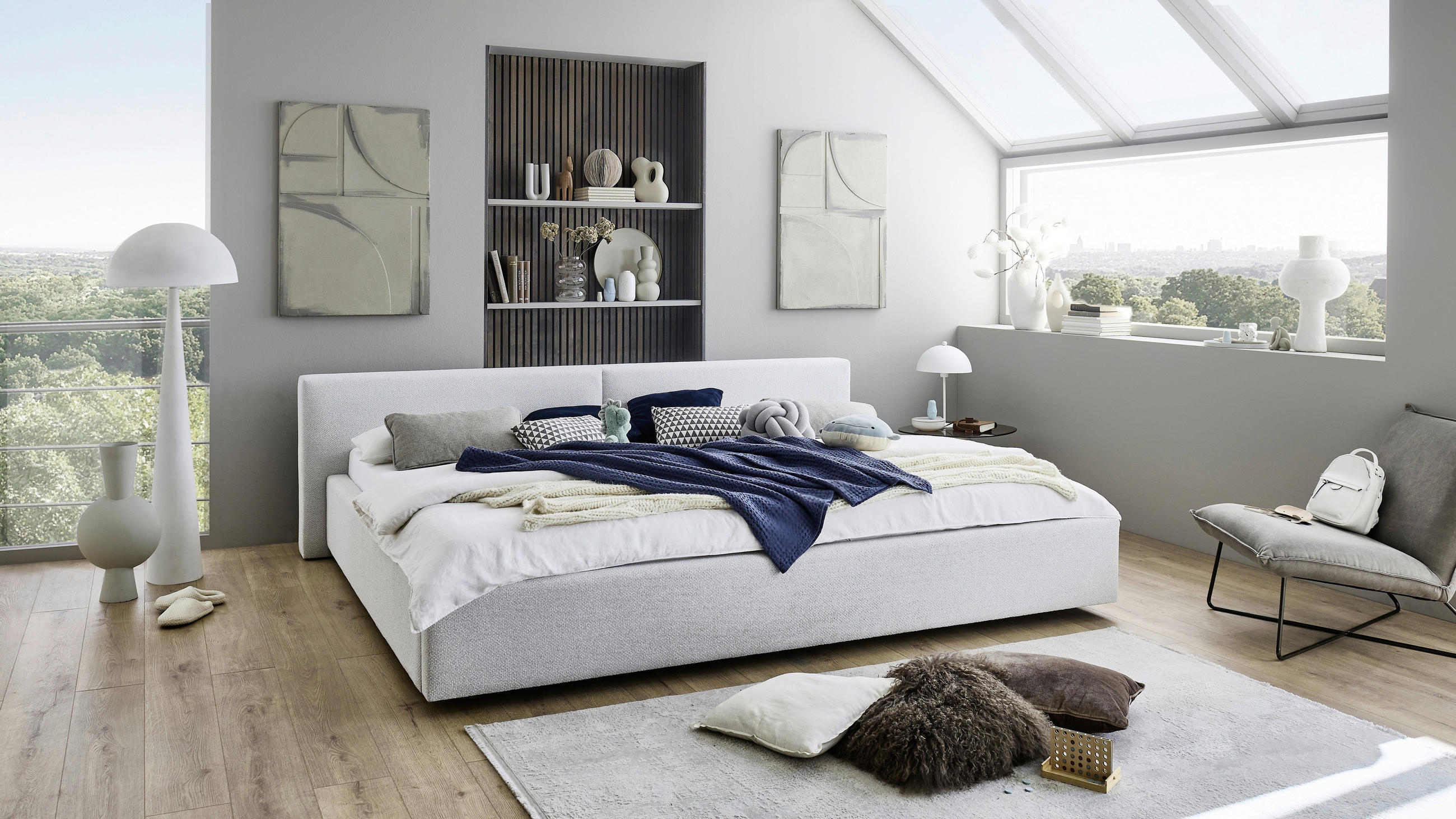 POLSTERBETT 240/200 cm,  in Hellgrau, Lattenrost, Bettkasten,  - Hellgrau, Basics, Holz/Textil (240/200cm) - Boxxx