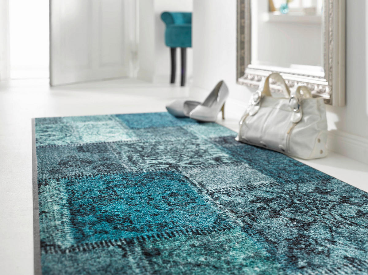 COVORAȘ DE INTRARE 50/75 cm  - turcoaz, Konventionell, plastic/textil (50/75cm) - wash+dry