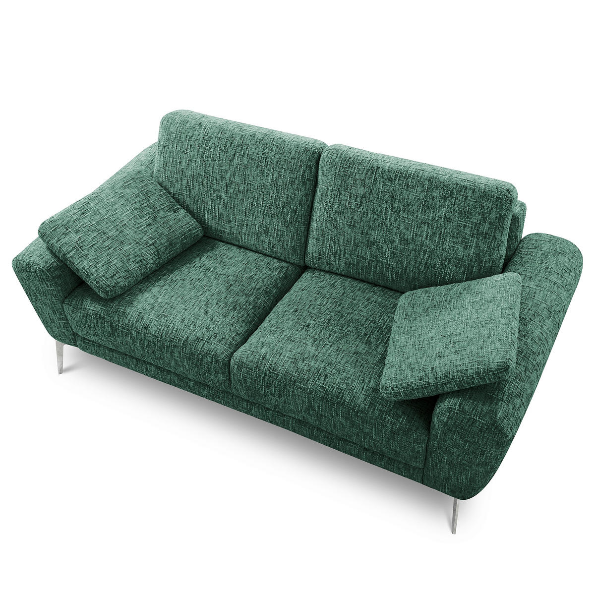 2-SITZER-SOFA Webstoff Grün  - Chromfarben/Grün, Design, Textil/Metall (157/85/92cm) - Livetastic