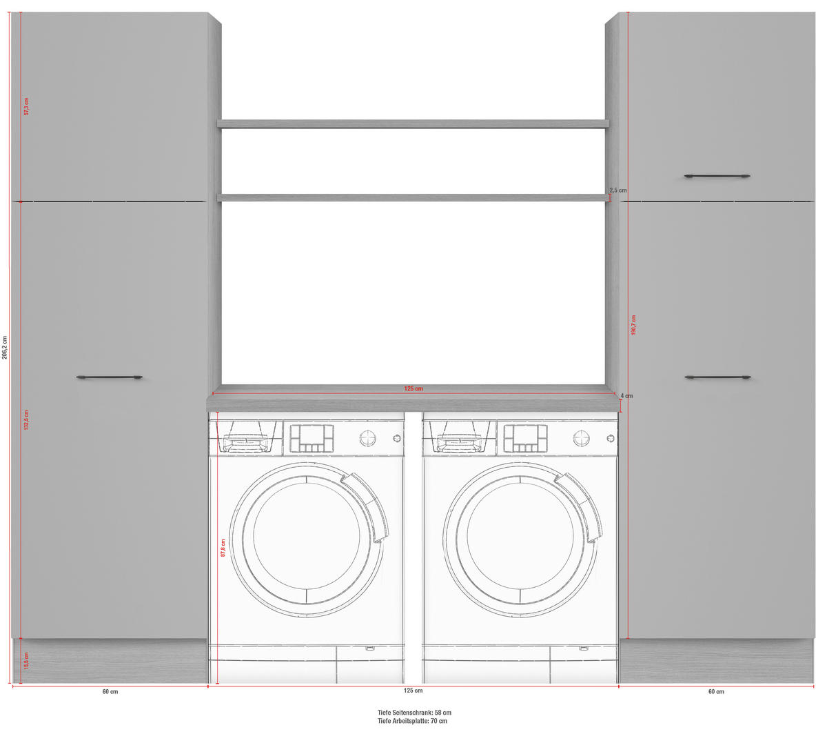 HAUSWIRTSCHAFTSRAUM  in Eichefarben, Salbeigrün  - Eichefarben/Salbeigrün, Basics, Holzwerkstoff (245cm) - Impuls