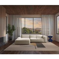 ECKSOFA HANNAH Creme Cord  - Creme/Schwarz, Design, Kunststoff/Textil (200/304cm) - MID.YOU