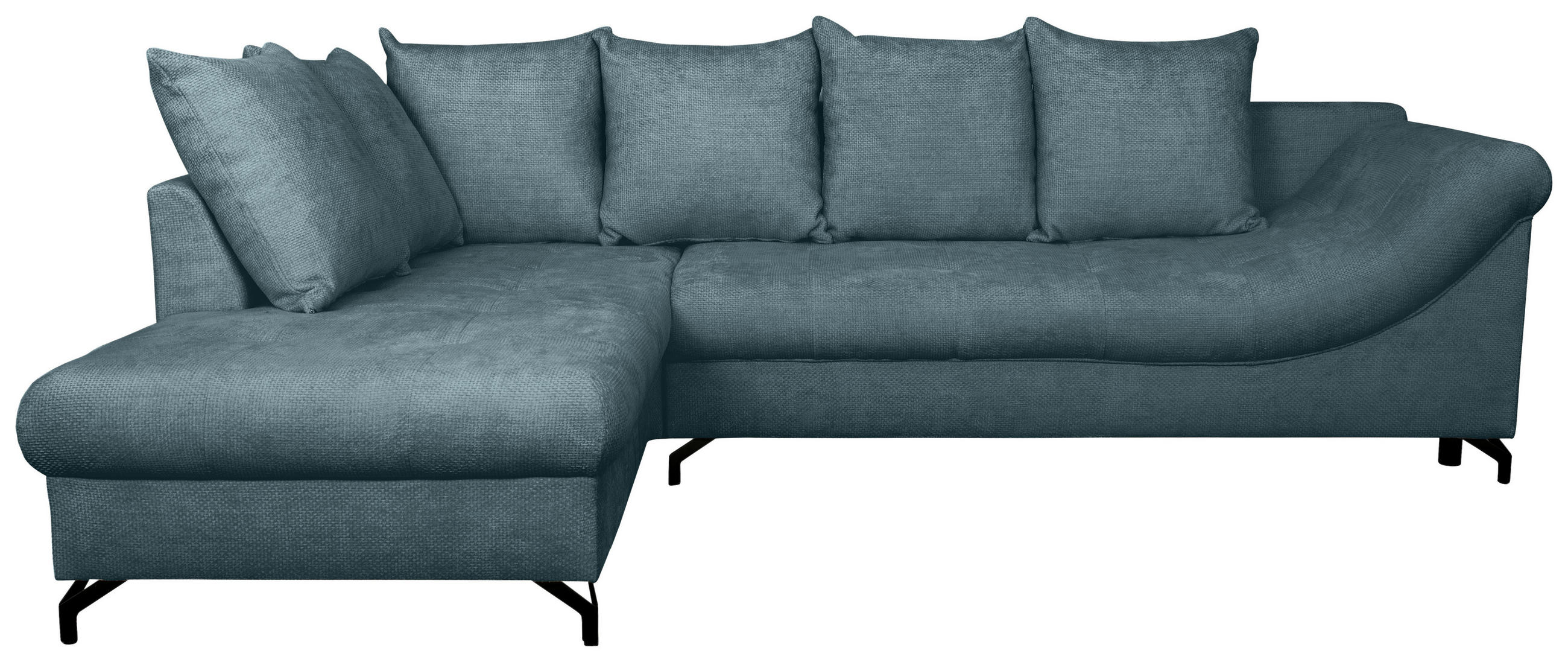 ECKSOFA Blau Struktur  - Blau/Schwarz, KONVENTIONELL, Textil/Metall (194/274cm) - Carryhome
