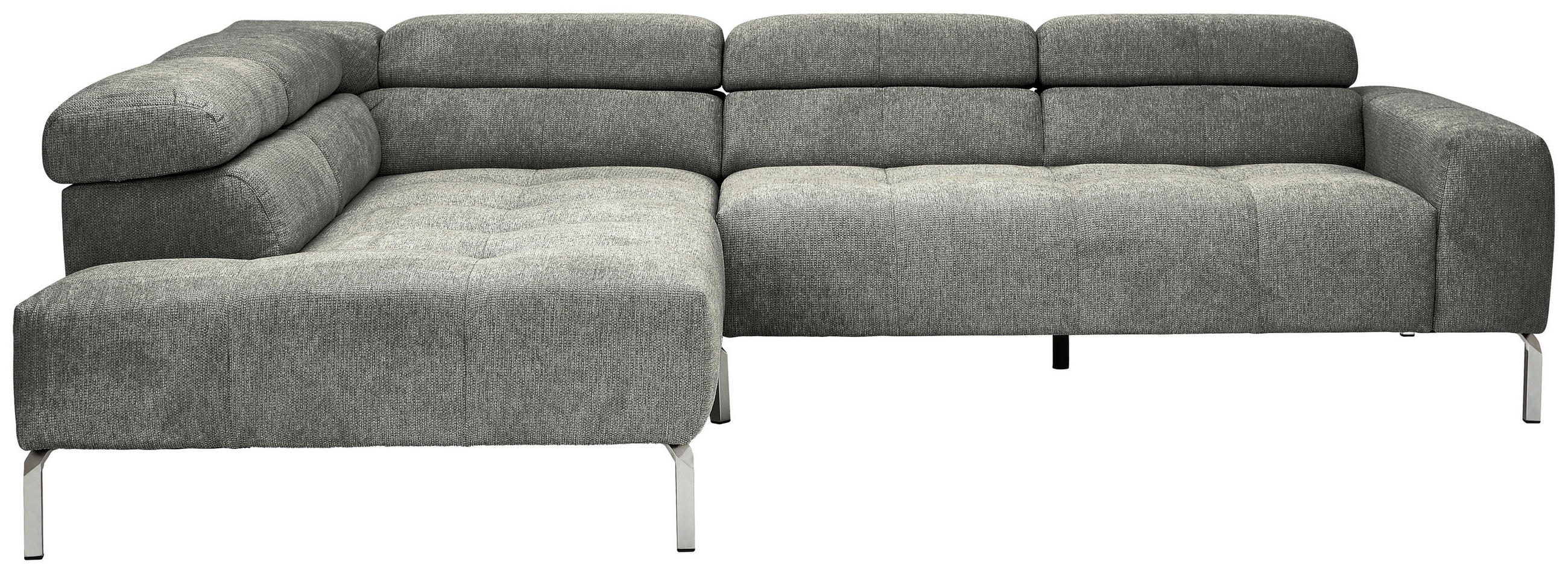 ECKSOFA Dunkelgrau Flachgewebe  - Chromfarben/Dunkelgrau, KONVENTIONELL, Textil/Metall (224/282cm) - Hom`in