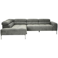 ECKSOFA Dunkelgrau Flachgewebe  - Chromfarben/Dunkelgrau, KONVENTIONELL, Textil/Metall (224/282cm) - Hom`in
