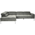 ECKSOFA  in Flachgewebe Dunkelgrau  224/282 cm  - Chromfarben/Dunkelgrau, KONVENTIONELL, Textil/Metall (224/282cm) - Hom`in