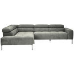 ECKSOFA  in Flachgewebe Dunkelgrau  224/282 cm  - Chromfarben/Dunkelgrau, KONVENTIONELL, Textil/Metall (224/282cm) - Hom`in