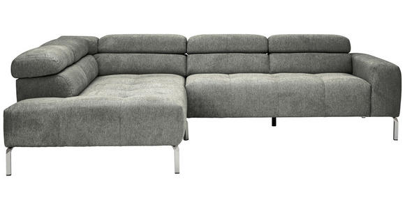 ECKSOFA  in Flachgewebe Dunkelgrau  224/282 cm  - Chromfarben/Dunkelgrau, KONVENTIONELL, Textil/Metall (224/282cm) - Hom`in