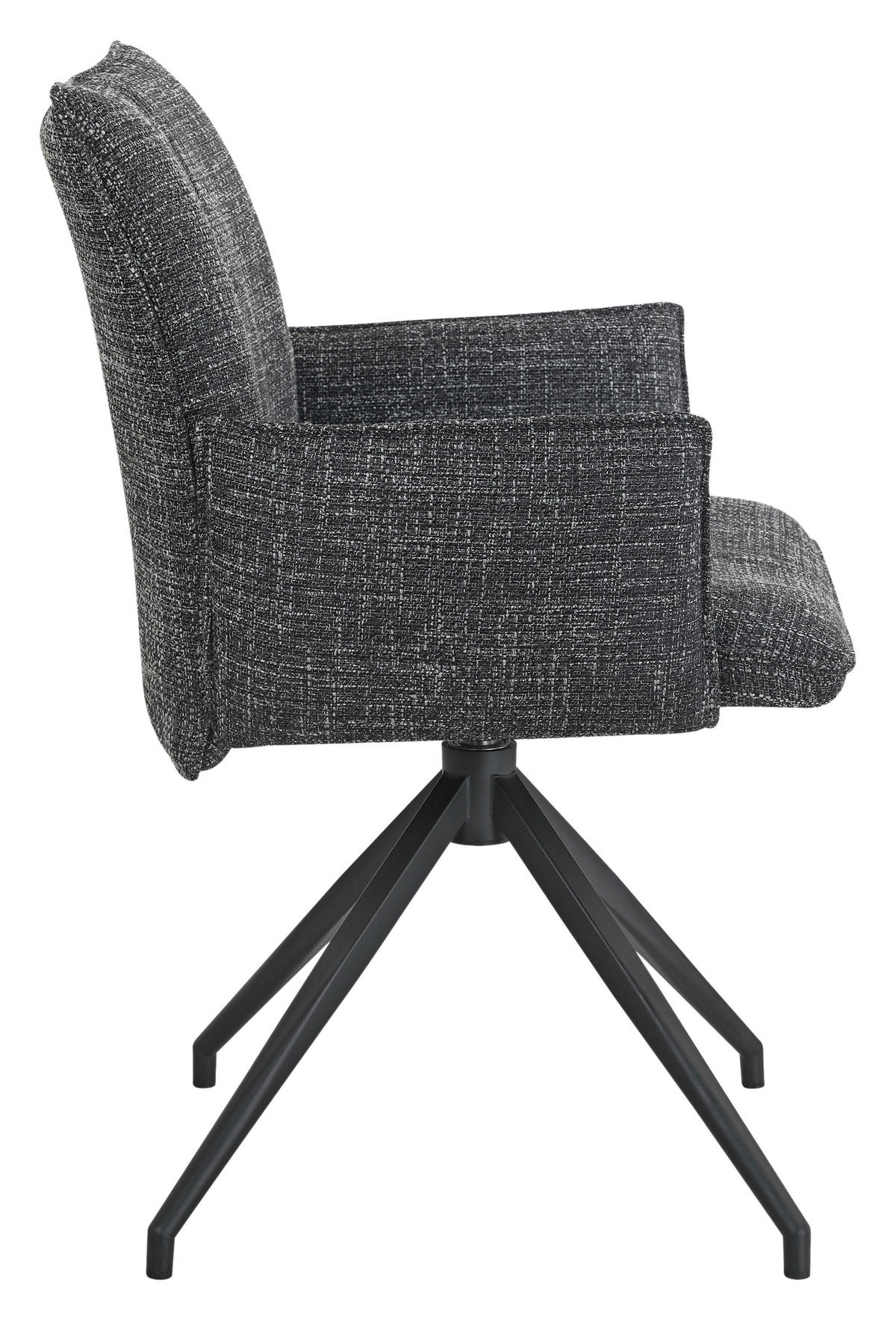 ARMLEHNSTUHL  Sitzfläche 360° drehbar, automatische Rückholfunktion Webstoff  Schwarz  - Schwarz, Design, Textil/Metall (60,5/87/61,5cm) - Novel