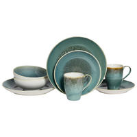KOMBINOVANÝ SERVIS, 8-dielne, kamenina - biela/zelená, Basics, keramika - Creatable