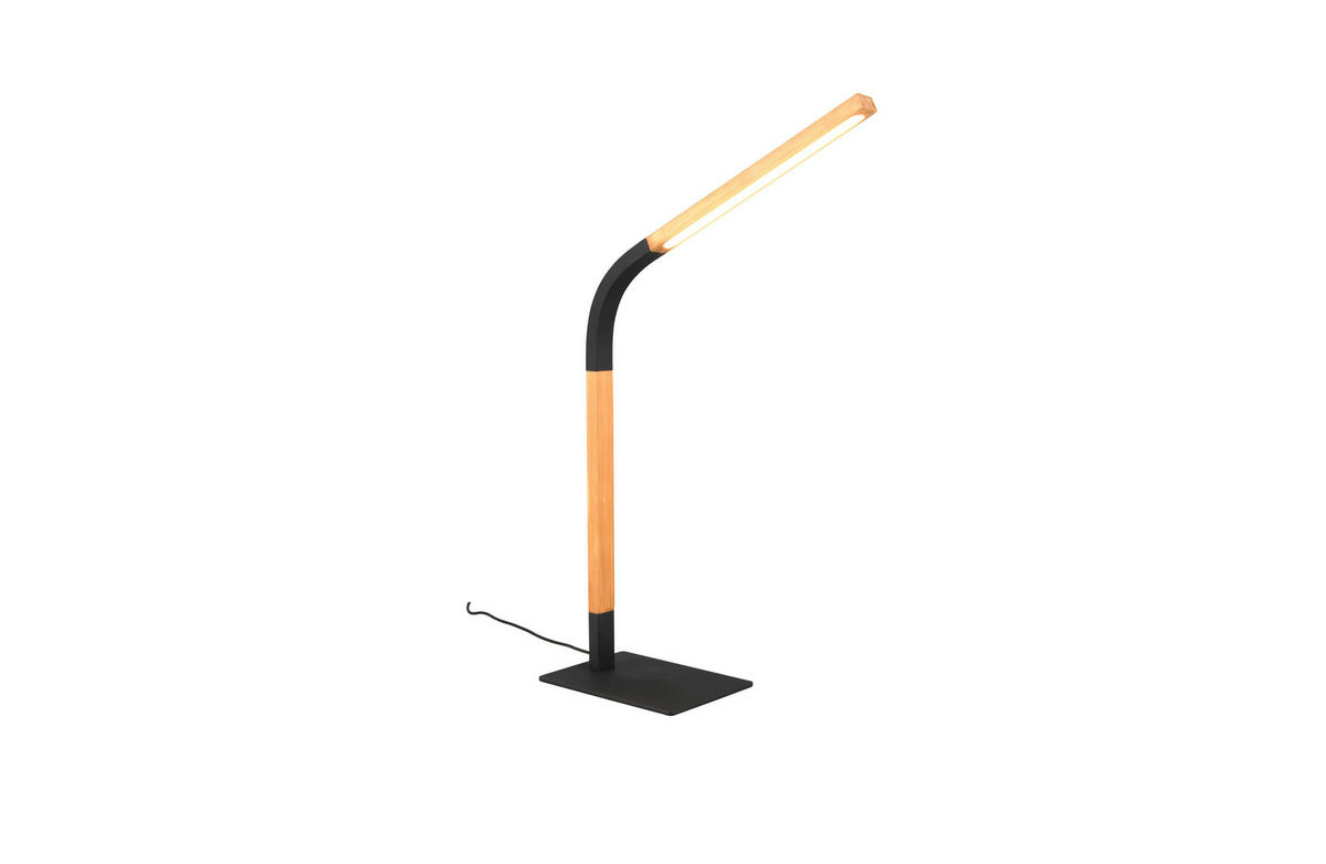 STOLNÁ LED LAMPA, SwitchDim stmievač,  - čierna/prírodná farba, Basics, kov/drevo (73,5/18/38cm)