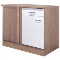 ECKUNTERSCHRANK 110/85/57 cm  in Weiß, Sonoma Eiche  - Alufarben/Weiß, KONVENTIONELL, Holzwerkstoff/Kunststoff (110/85/57cm) - FlexWell