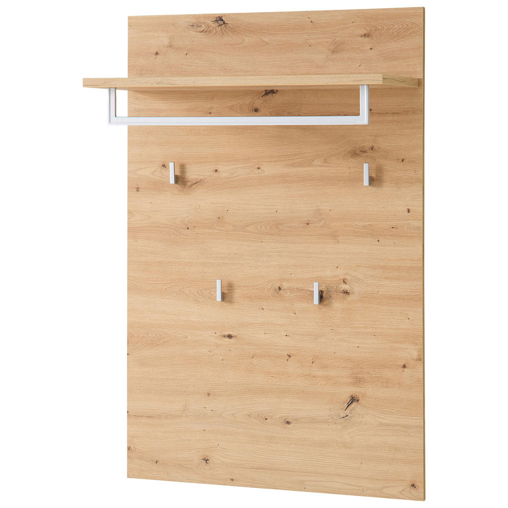 Thumbnail - Garderobenpaneel Bari, Eiche Artisan, Holzwerkstoff, 78x117x30 cm, Aufhängemöglichkeit, Hutablage, Garderobe, Garderoben...