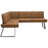 ECKBANK 157/204 cm Flachgewebe Schwarz, Cognac Metall   - Cognac/Schwarz, Design, Textil/Metall (157/204cm) - Dieter Knoll