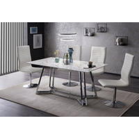 STUHL-SET 4 Stück  in Lederlook  - Silberfarben/Weiß, MODERN, Textil/Metall (45/106/65cm) - Livetastic