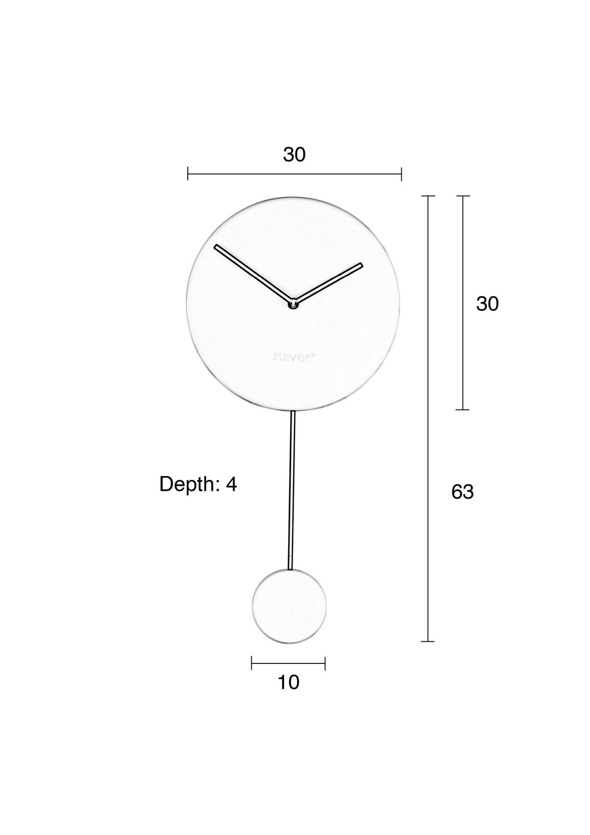 UHR Schwarz 30/63/4 cm  - Schwarz, Basics, Kunststoff (30/63/4cm) - Zuiver