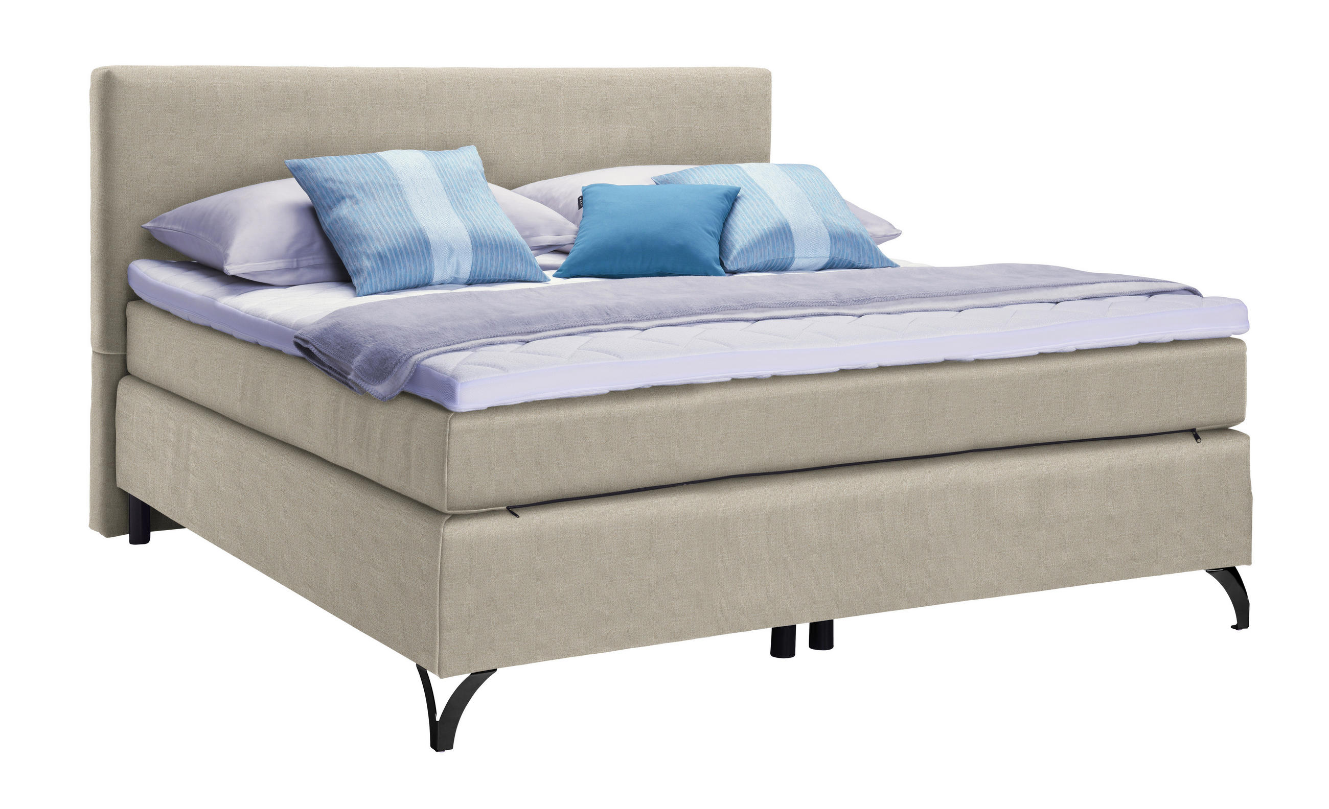 BOXSPRINGBETT 120/200 cm  in Beige  - Beige/Schwarz, Design, Textil/Metall (120/200cm) - Esposa