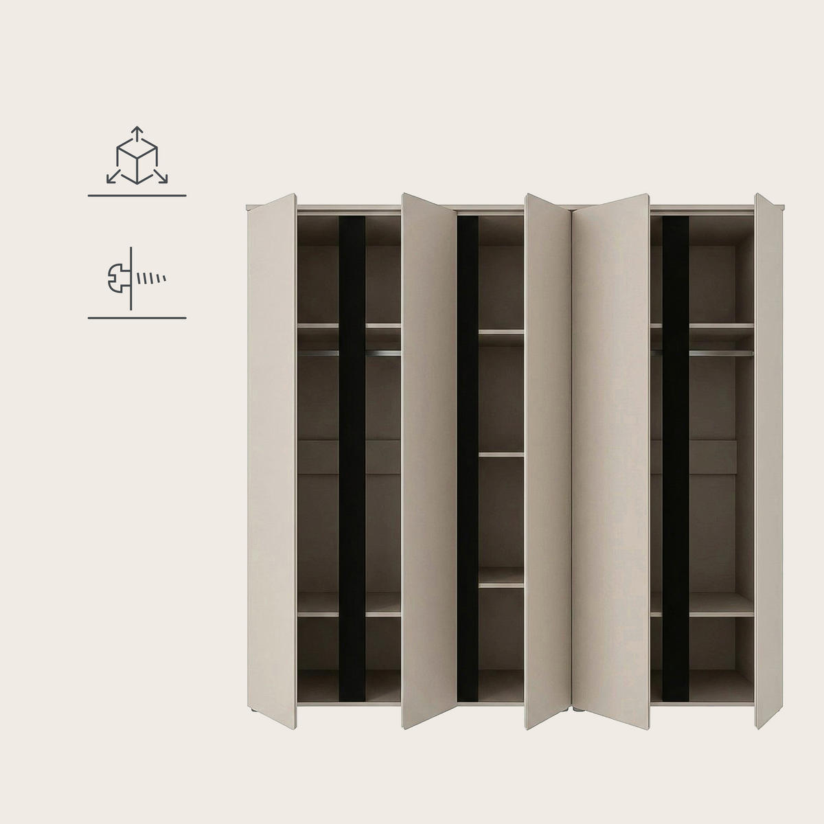 DREHTÜRENSCHRANK in Kaschmir  - Kaschmir, ROMANTIK / LANDHAUS, Holzwerkstoff (200/184/52cm) - Livetastic