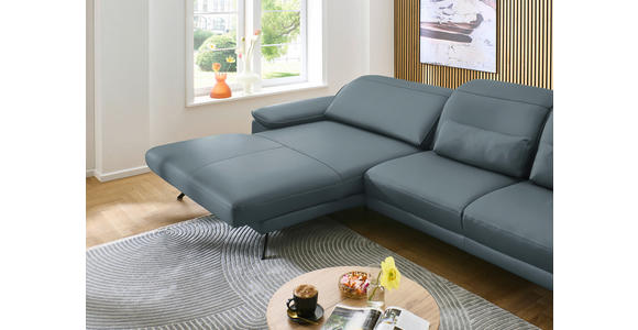 ECKSOFA in Echtleder Grau  - Schwarz/Grau, Design, Leder/Metall (193/332cm) - Dieter Knoll