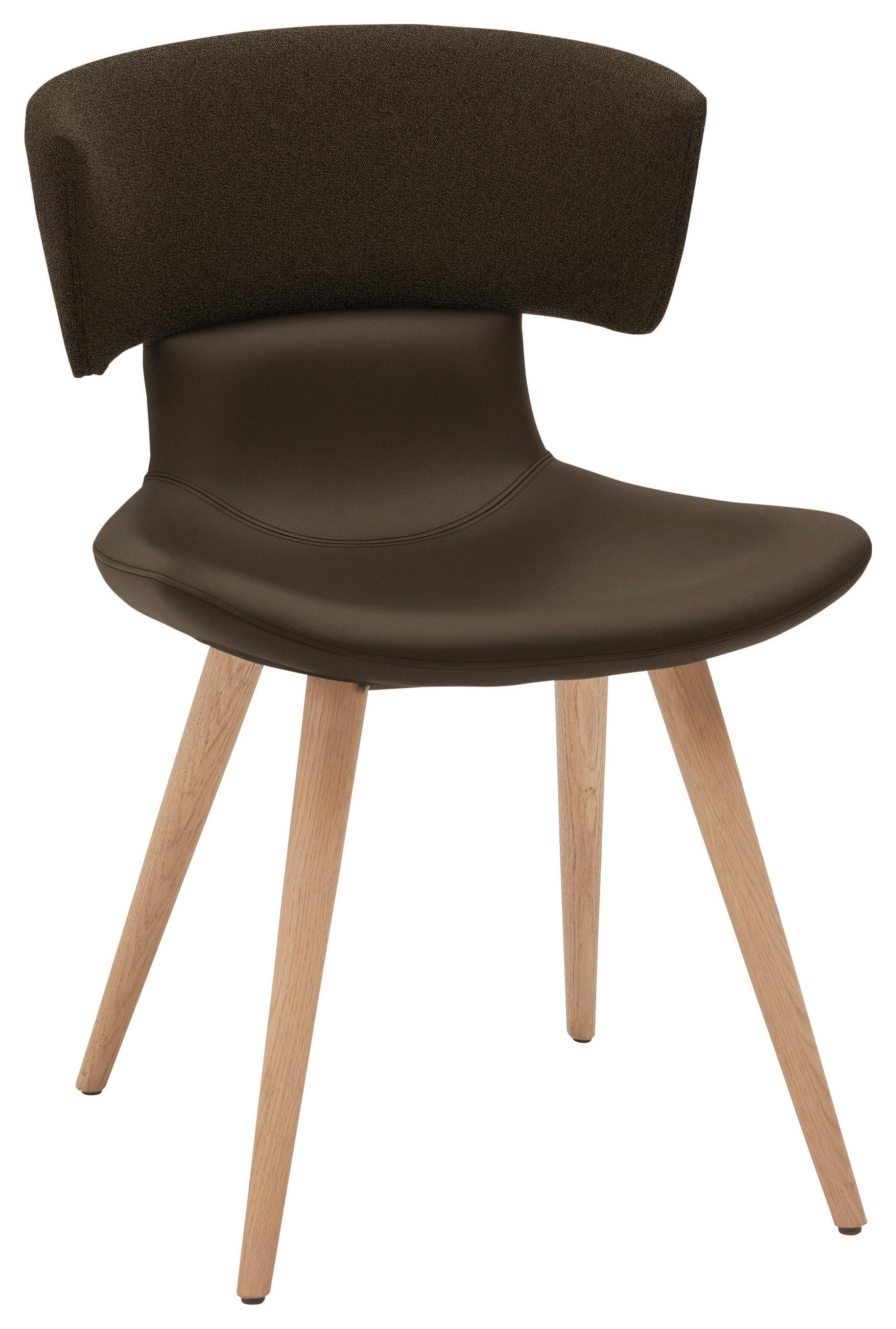 STUHL in Holz, Textil, Leder Braun, Eichefarben  - Eichefarben/Braun, Natur, Leder/Holz (54/82,5/58cm) - Voglauer