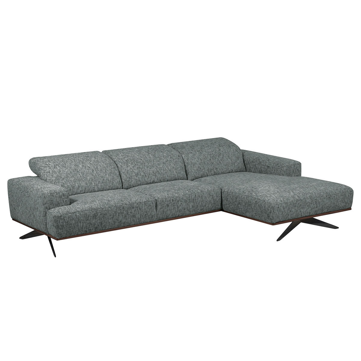 ECKSOFA PORTLAND Anthrazit Struktur Kopfteilverstellung  - Dunkelbraun/Anthrazit, Design, Holz/Textil (295/187cm) - Livetastic