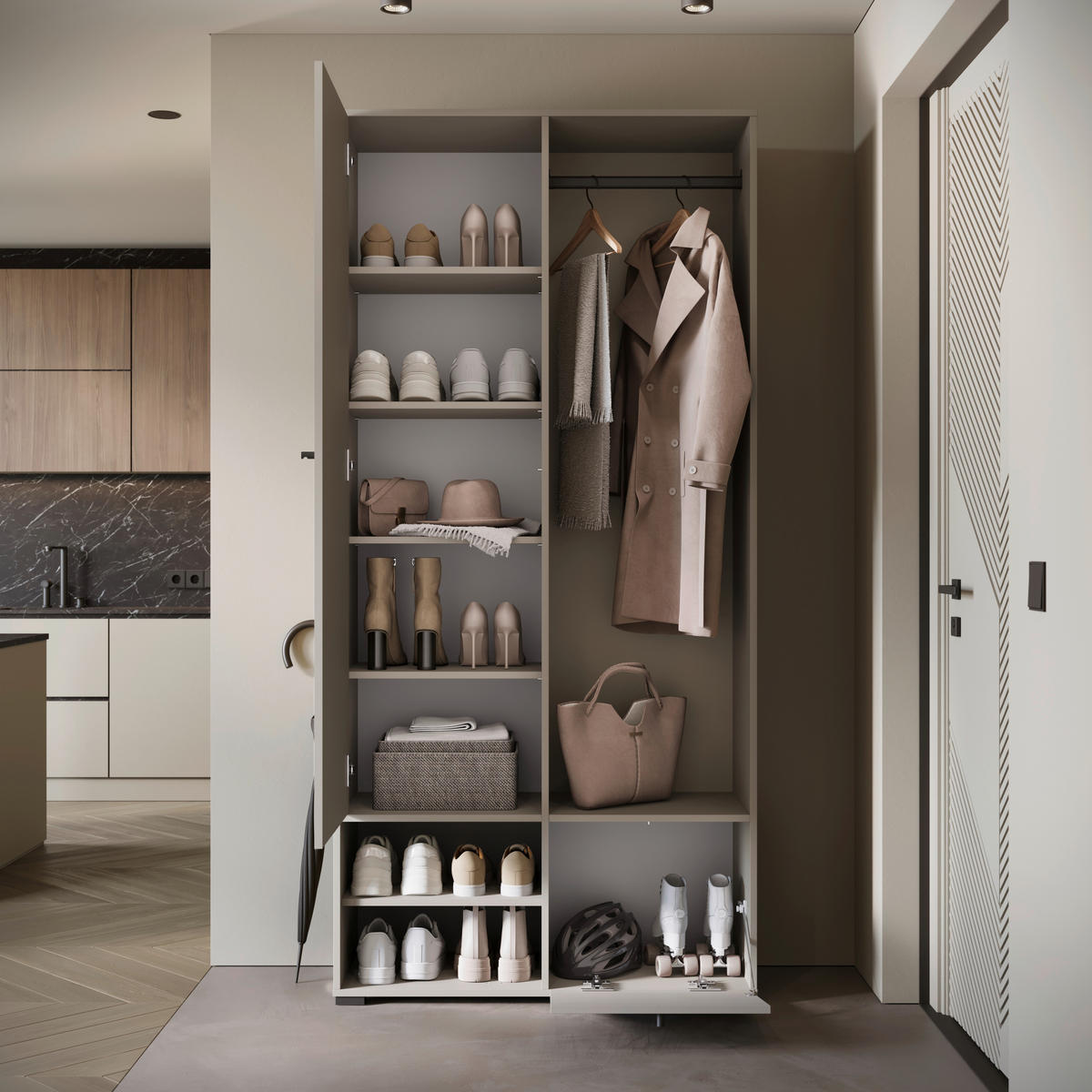 GARDEROBE  in  - Kaschmir/Beige, Trend, Holzwerkstoff (90/190/33cm)