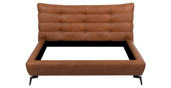 POLSTERBETT 180/200 cm,  in Cognac, gepolstertes Kopfteil,  - Cognac/Schwarz, Design, Leder/Metall (180/200cm) - Esposa