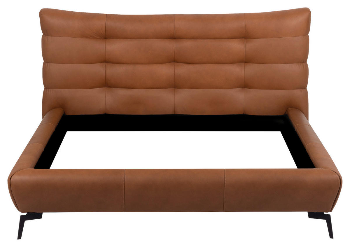 POLSTERBETT gepolstertes Kopfteil Cognac 180/200 cm  - Cognac/Schwarz, Design, Leder/Metall (180/200cm) - Esposa