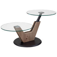 COUCHTISCH Wildeiche massiv ESG, Klarglas 110/60/45-62 cm rund Anthrazit, Wildeiche  - Wildeiche/Anthrazit, Natur, Glas/Holz (110/60/45-62cm) - Venda