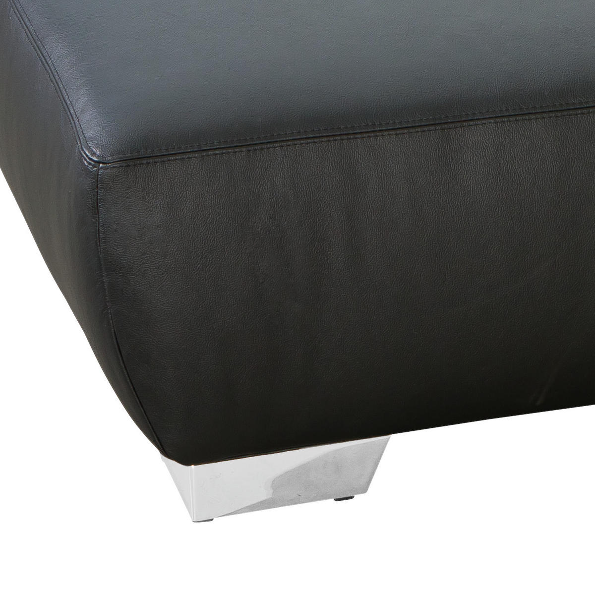 SCHLAFSOFA Schwarz Echtleder  - Chromfarben/Schwarz, KONVENTIONELL, Leder/Metall (195/85/90cm) - Livetastic