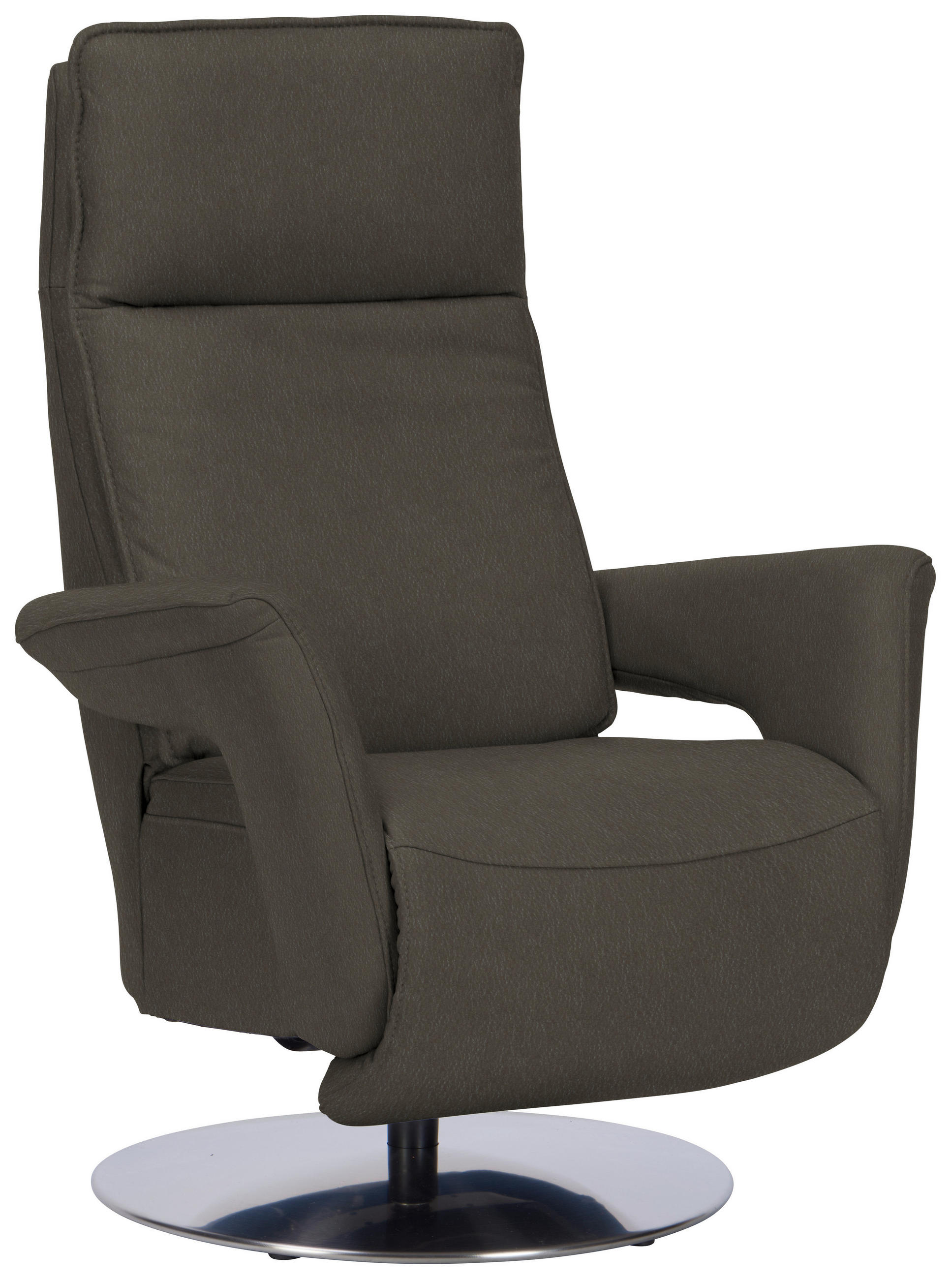 RELAXSESSEL in Leder Graubraun  - Edelstahlfarben/Graubraun, Design, Leder/Metall (83/112/87-174cm) - Valdera