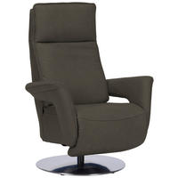 RELAXSESSEL in Leder Graubraun  - Edelstahlfarben/Graubraun, Design, Leder/Metall (83/112/87-174cm) - Valdera