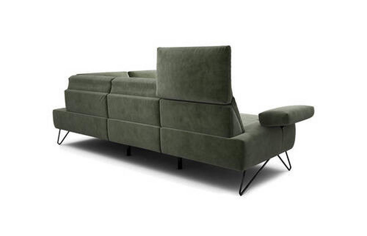 ECKSOFA in Samt Waldgrün  248-263/193 cm  - Waldgrün/Schwarz, Design, Textil/Metall (248-263/193cm) - SENSOO