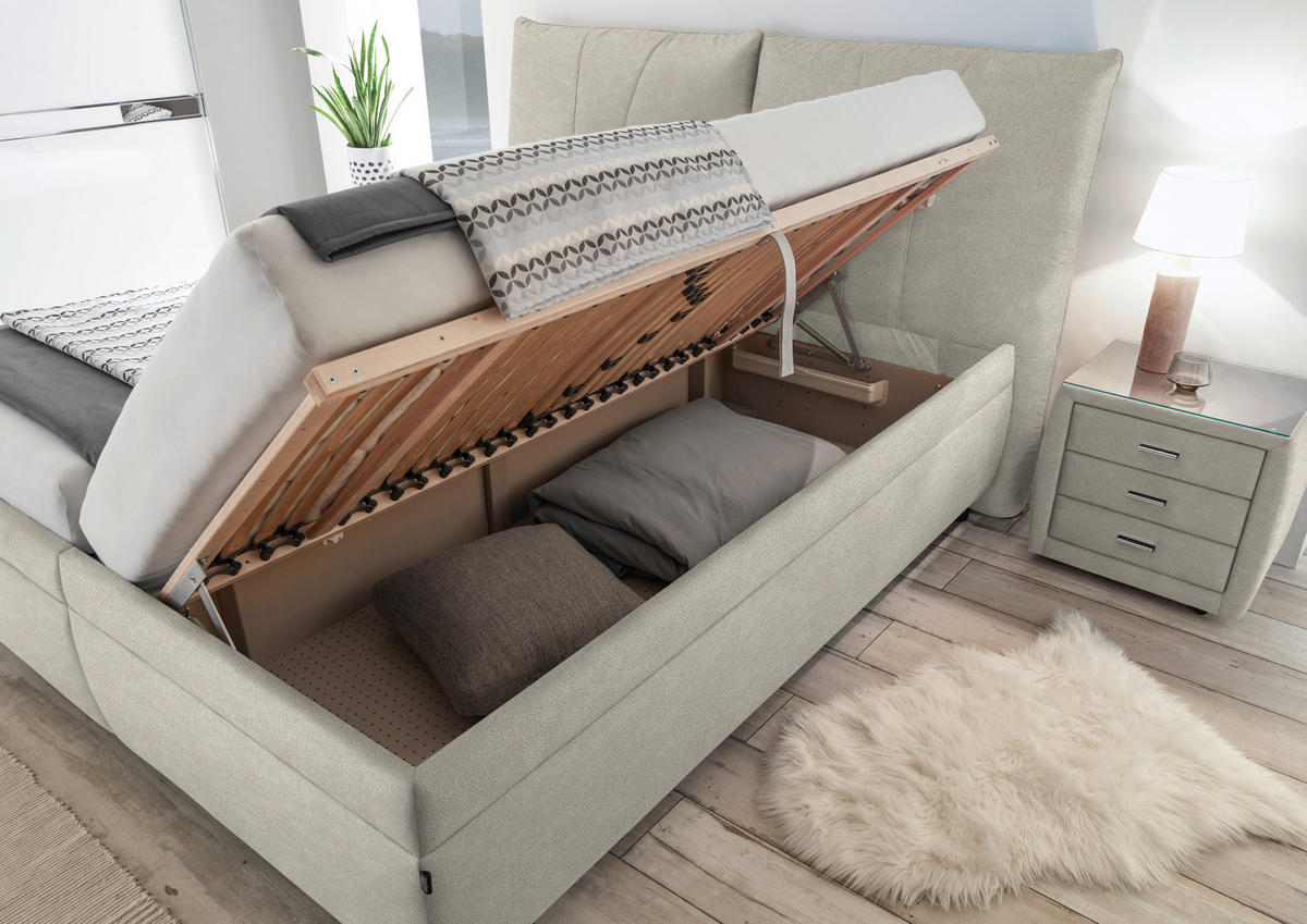 POLSTERBETT 180/200 cm  in Ecru  - Ecru/Weiss, Konventionell, Holz/Textil (180/200cm) - Dieter Knoll