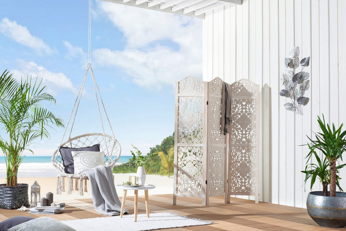 HÄNGESESSEL  - Creme, LIFESTYLE, Textil/Metall (120/80/80cm) - Ambia Home
