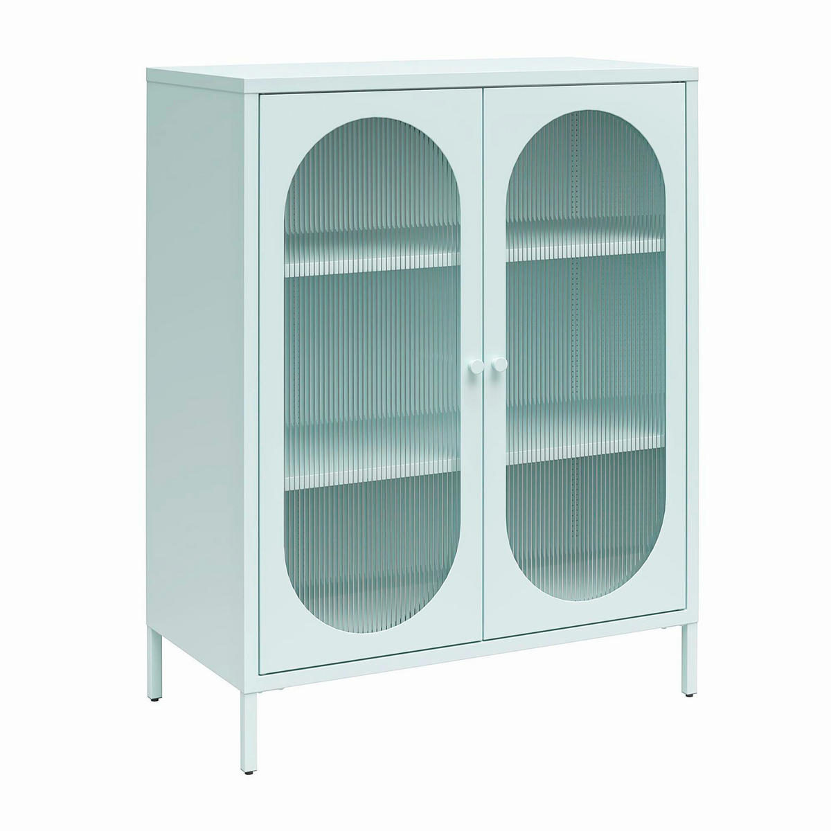 HIGHBOARD Luna  in 80/102/40 cm  - Blau, Design, Glas/Metall (80/102/40cm) - MID.YOU