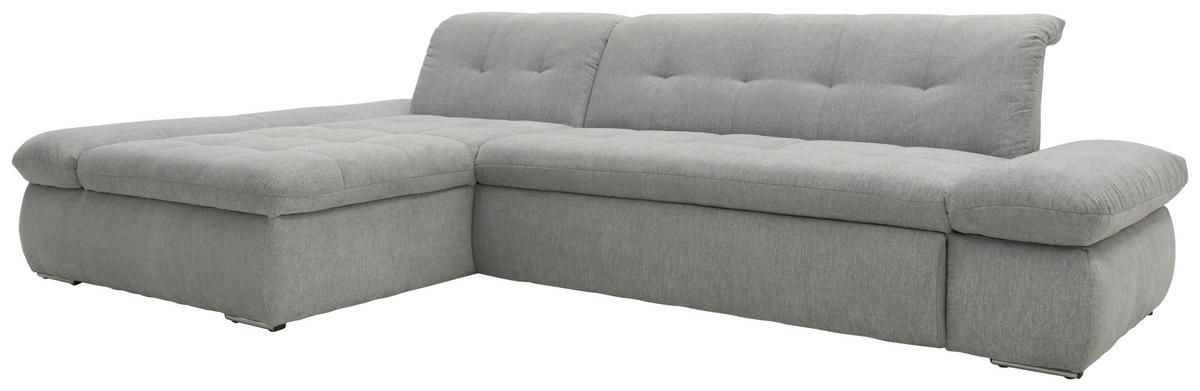 ECKSOFA in Mikrofaser Grau  172/300 cm  - Chromfarben/Grau, KONVENTIONELL, Textil/Metall (172/300cm) - MID.YOU