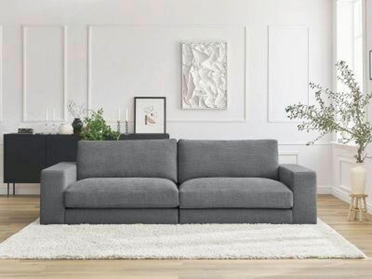 3-SITZER-SOFA LEONARD Struktur Dunkelgrau  - Dunkelgrau/Schwarz, MODERN, Kunststoff/Textil (234/77/109cm)