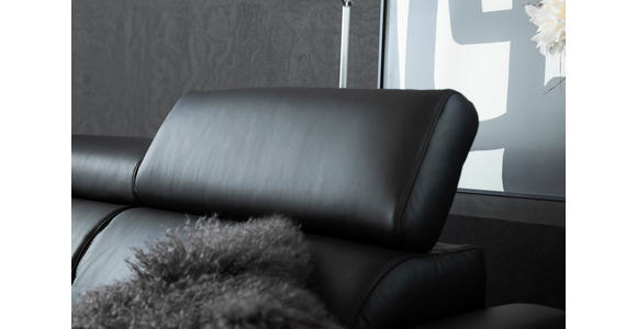 ECKSOFA in Echtleder Schwarz  - Chromfarben/Schwarz, Design, Leder/Metall (213/262cm) - Hom`in