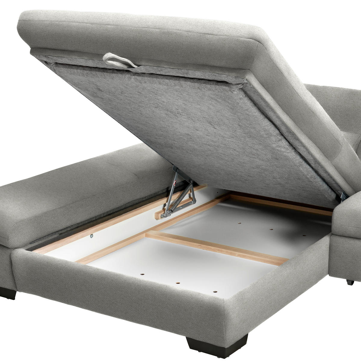 ECKSOFA Flachgewebe Hellgrau  - Hellgrau/Schwarz, Design, Textil/Metall (341/204cm) - Xora