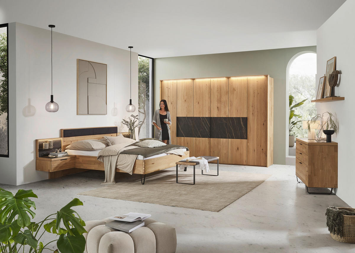 DREHTÜRENSCHRANK in Wildeiche  - Wildeiche/Schwarz, Design, Holz/Metall (302/223/62cm) - Valnatura